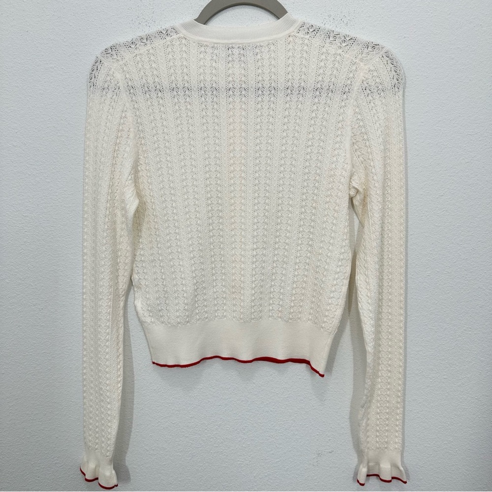 Madewell Cream Signature Open-Knit Cardigan Ruffle Hem NWT Casual Lightweight - Picture 9 of 9